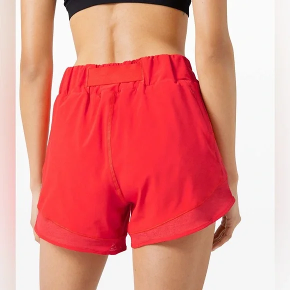 Lululemon Carnation Red Hotty Hot High Rise Short 4" *Mesh Size 8 - Picture 2 of 6